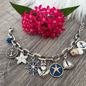 ⚓️BRIGHTON Two-Tone Cruz Nautical Starfish Anchor Sailboat Charm Bracelet